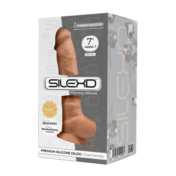 Product packaging of SilexD Memory Silicone 7-Inch Dildo | Adrien Lastic - Caramel