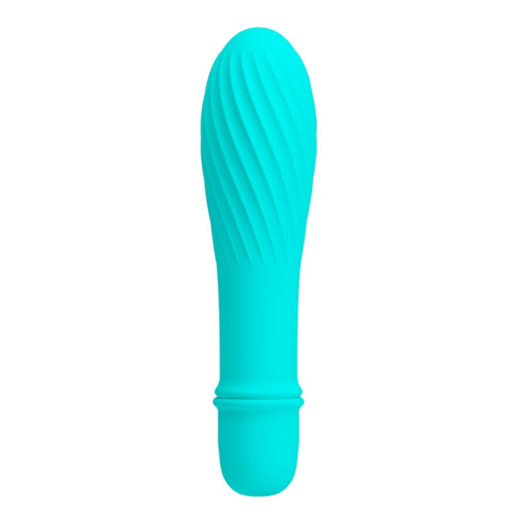 Front view of Solomon Ribbed Bullet Vibrator | Pretty Love - Blue 