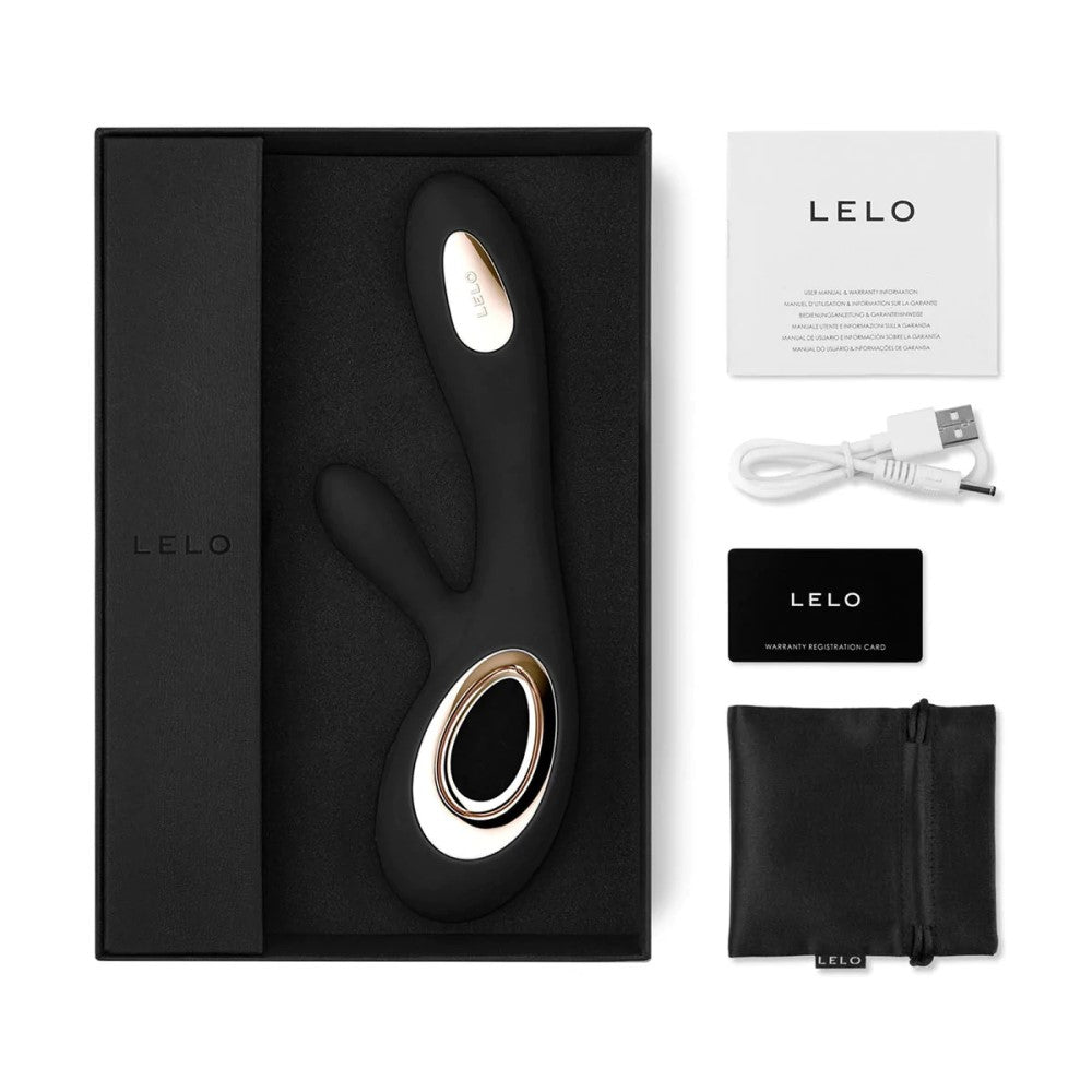 Packaging contents of Soraya Wave Luxurious Rabbit Massager | Lelo - Black