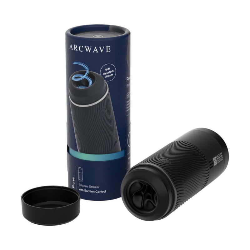 Arcwave | Pow Stroker with Suction Control (Black) with product packaging