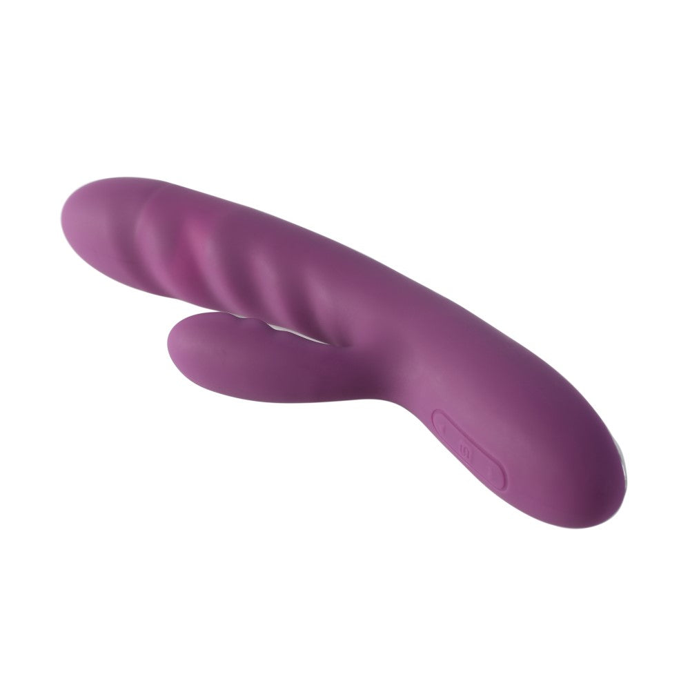 Side view of Avery Thrusting Rabbit Vibrator | Svakom (Lilac)