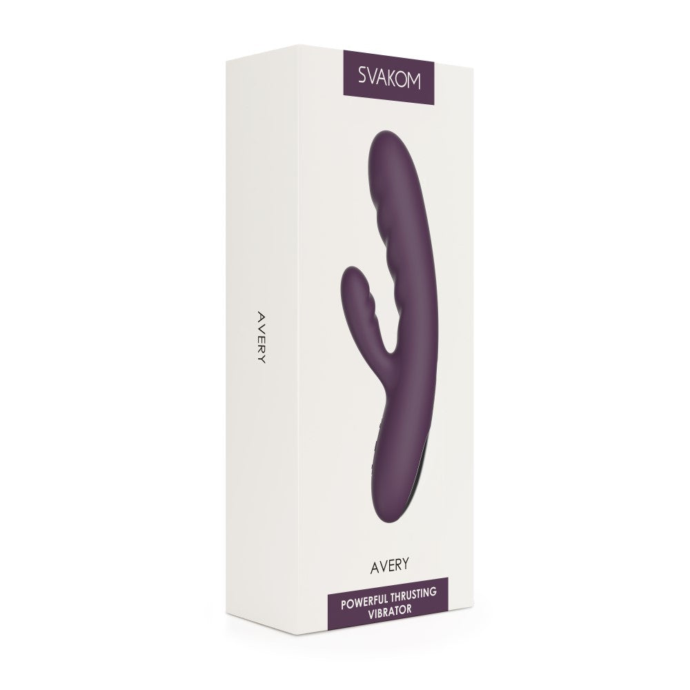 Product packaging of Avery Thrusting Rabbit Vibrator | Svakom (Lilac)