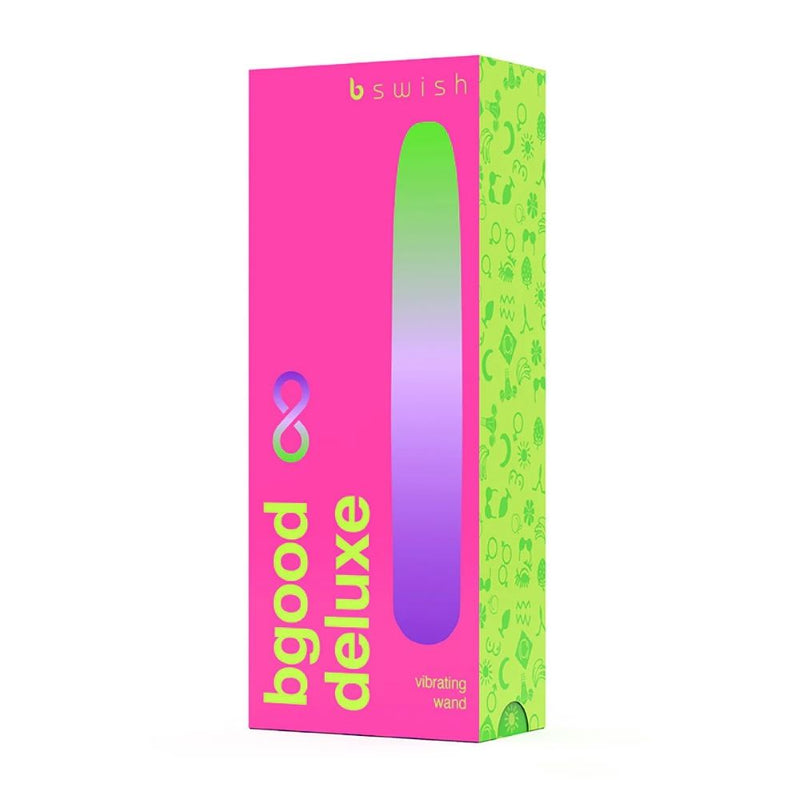 Front view of B Swish | Bgood Infinite Deluxe Rechargeable Vibrator (Sea Foam) packaging