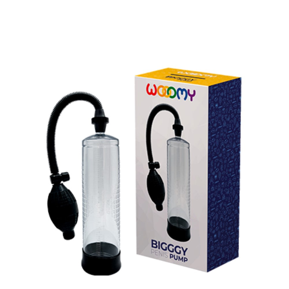 Bigggy Penis Pump | Wooomy with product packaging
