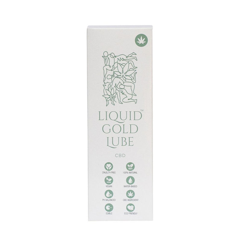 Front view of CBD Infused Water-Based Lube | Liquid Gold Lube packaging