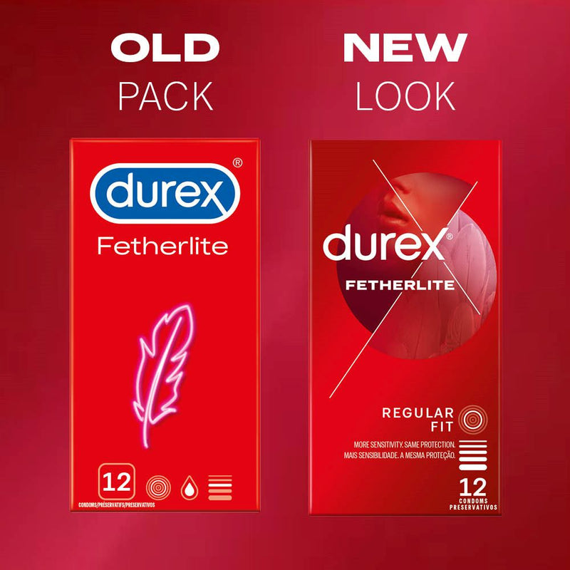 Old and new packaging for Fetherlite Condoms | Durex (12s)