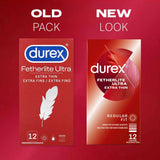 Old and new packaging for Fetherlite Ultra Condoms | Durex (12s)