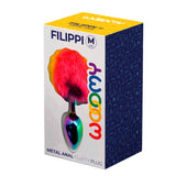 Product packaging of the Filippi Fluffy Rainbow Anal Plug | Wooomy (Medium)