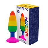 Hiperloo Silicone Rainbow Anal Plug | Wooomy (Medium) with product packaging
