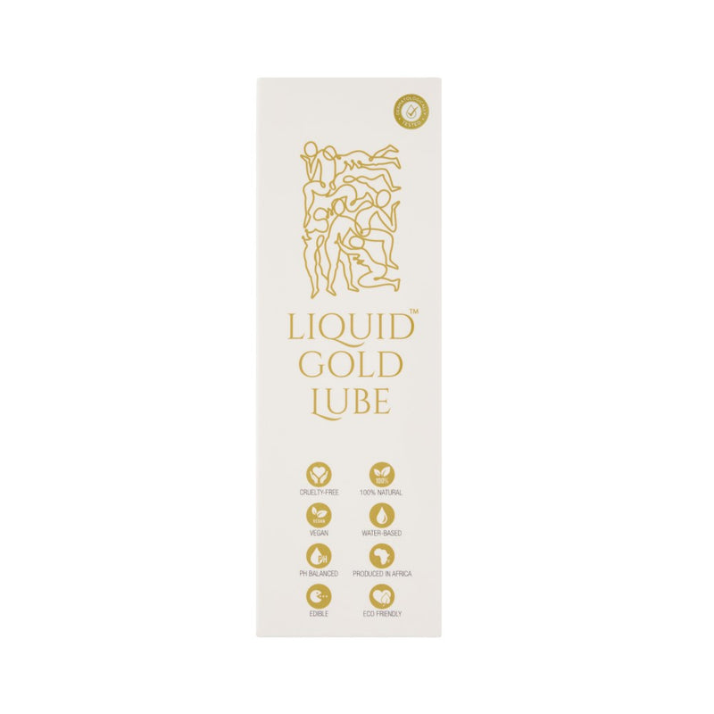 Front view of product packaging for OG Water-Based Lube | Liquid Gold Lube