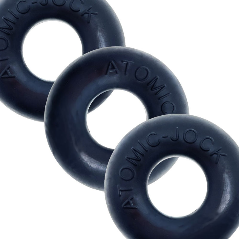 Oxballs | Ringer 3-Pack Cock Ring Set (Night Edition) in a diagonal row