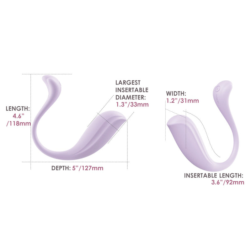 Svakom Phoenix Neo 2 Interactive Bullet Vibrator (Pastel Lilac) Dimensions