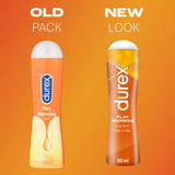Old and new packaging of Play Warming Lube | Durex