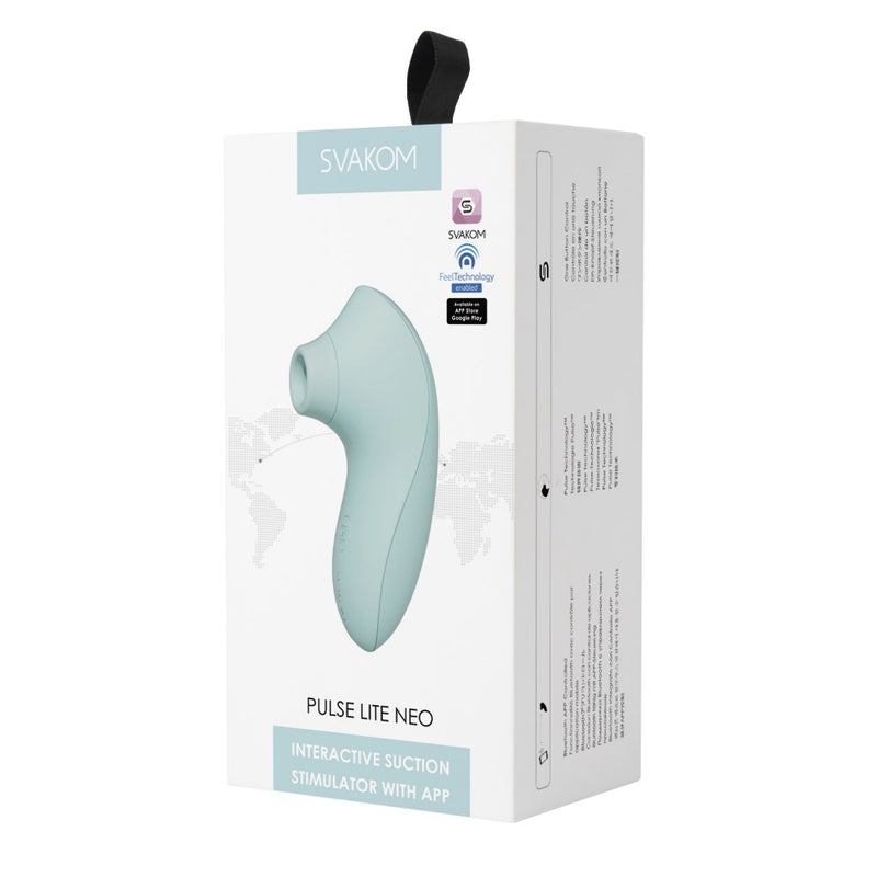 Packaging of Pulse Lite Neo Interactive Suction Stimulator | Svakom (Seafoam Blue)