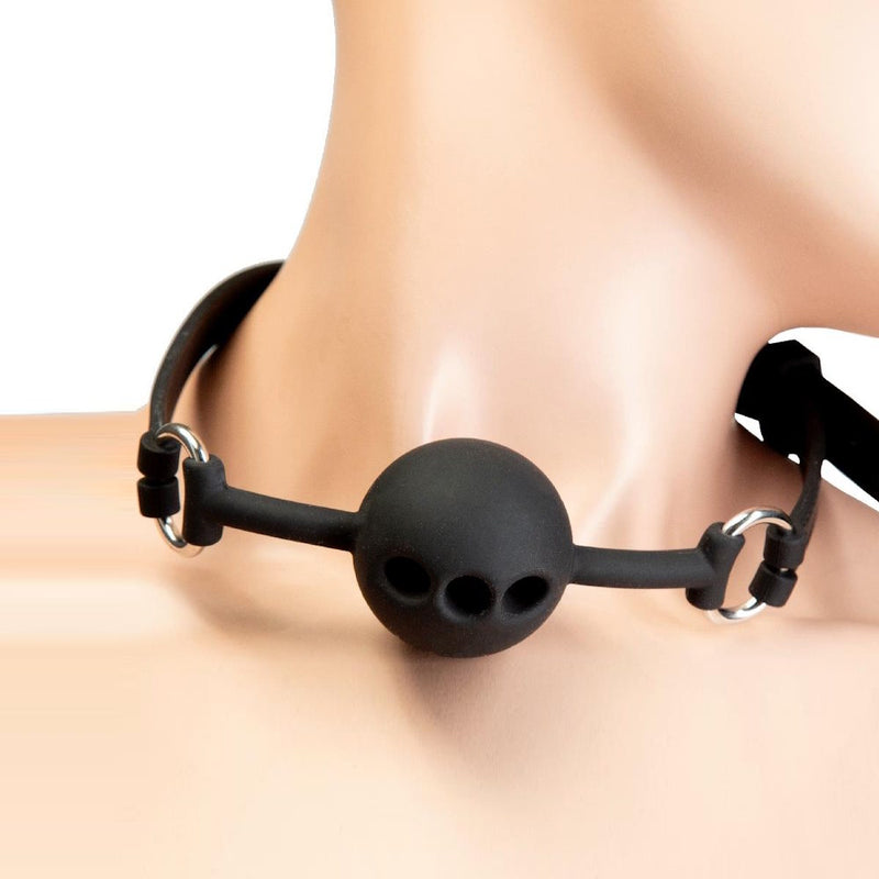 Punishment | Silicone Ball Gag Around Model's Neck