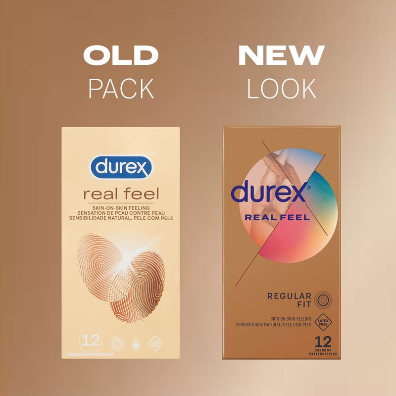 Old and new packaging of Real Feel Condoms | Durex (12s)