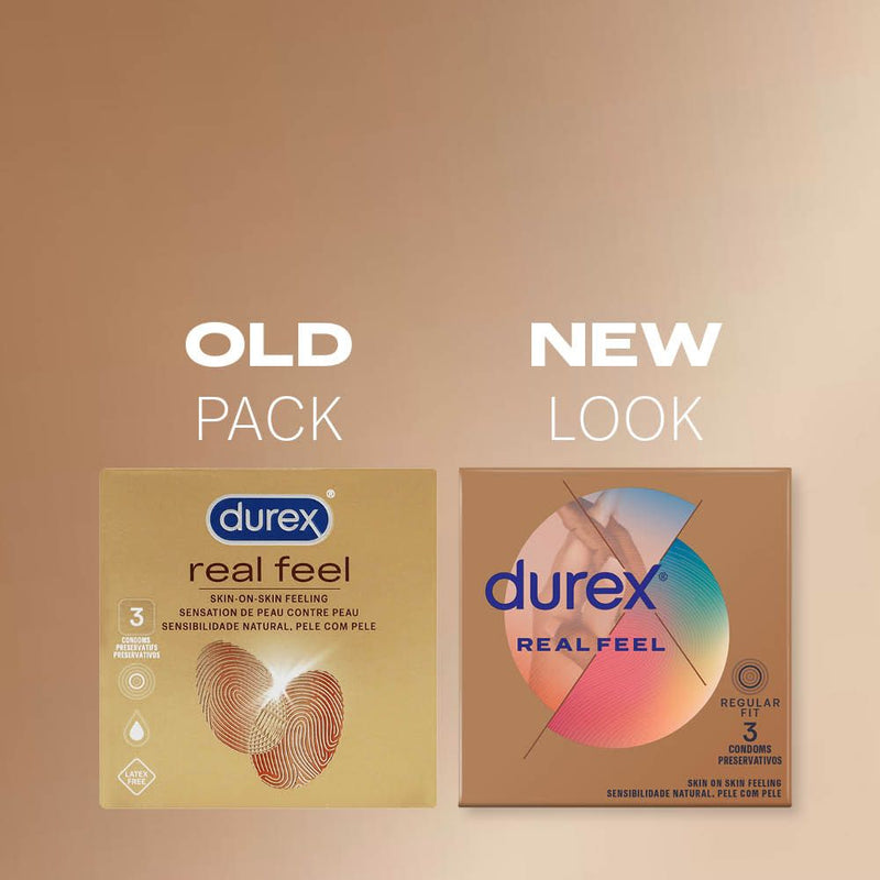 Old and new packaging of Real Feel Condoms | Durex (3s)