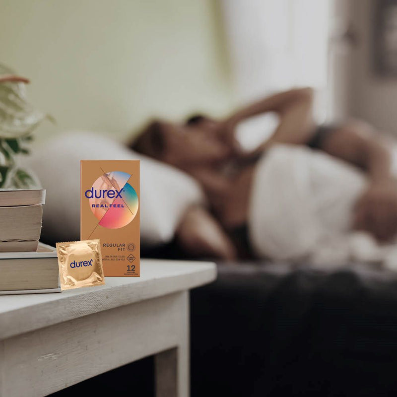 Real Feel Condoms | Durex (12s) on bedside table