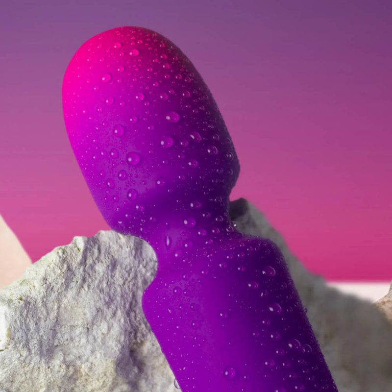 Rocks-Off | Glo Girl Waterproof Mini Wand Vibrator Covered in Water Droplets