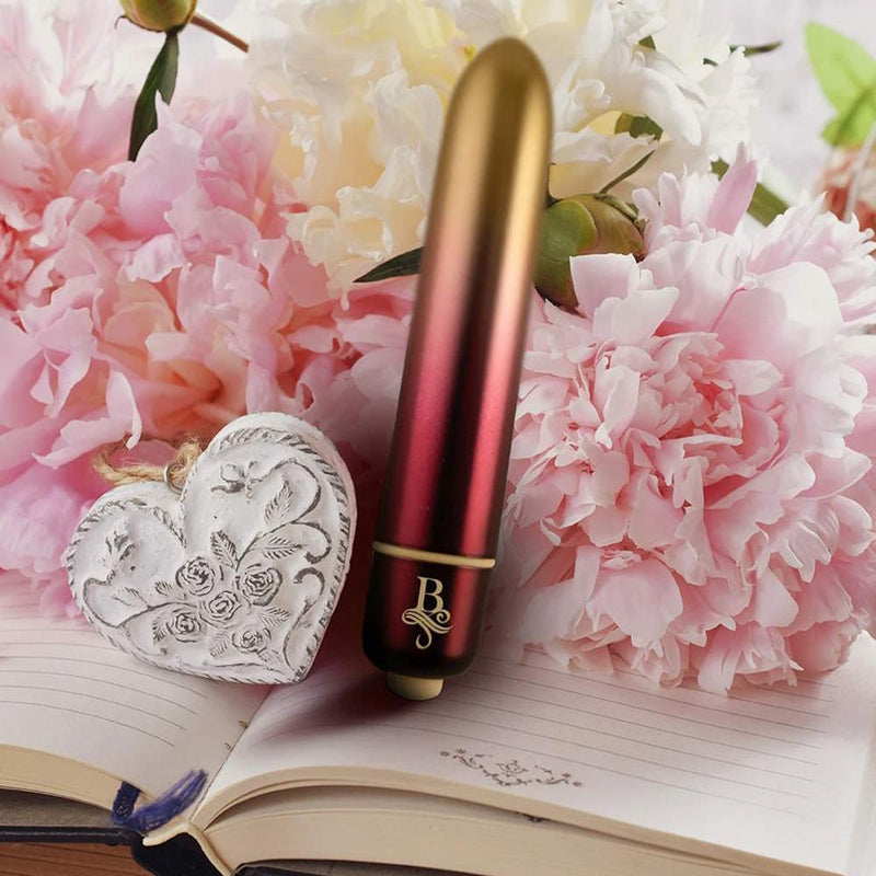 Rocks-Off RO-90 Boudoir Bullet Vibrator (Debutante Gold) with flowers