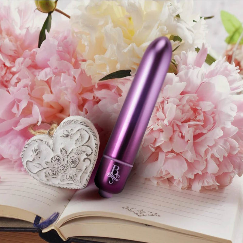 Rocks-Off RO-90 Boudoir Bullet Vibrator Parlour (Prince Purple) with flowers