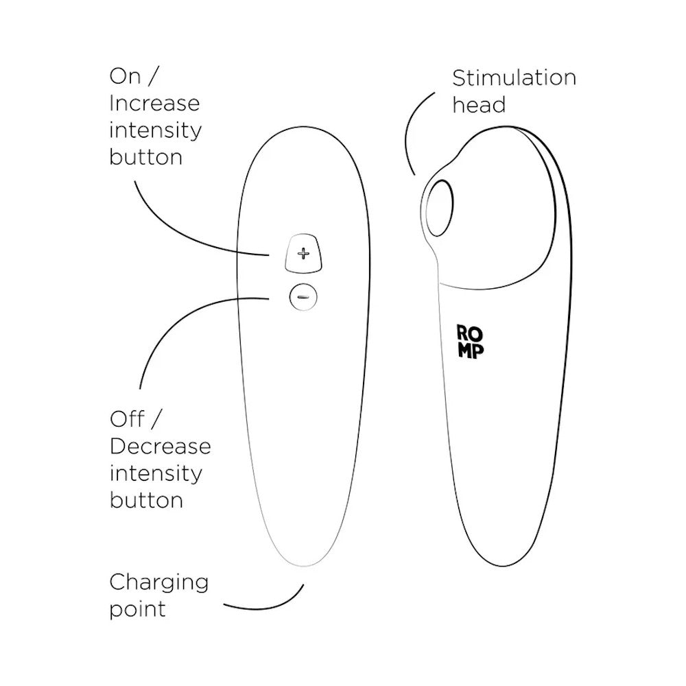 Romp Shine X Clitoral Suction Stimulator Control Layout