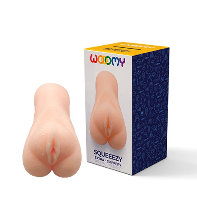 Squeeezy Extra-Slippery Vaginal Masturbator | Wooomy with packaging