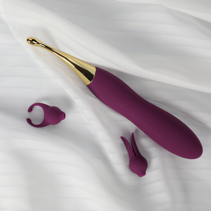 Svakom | Beatrice Powerful Vibrator & Multi-Tip Clitoral Stimulator On Velvet with Attachments