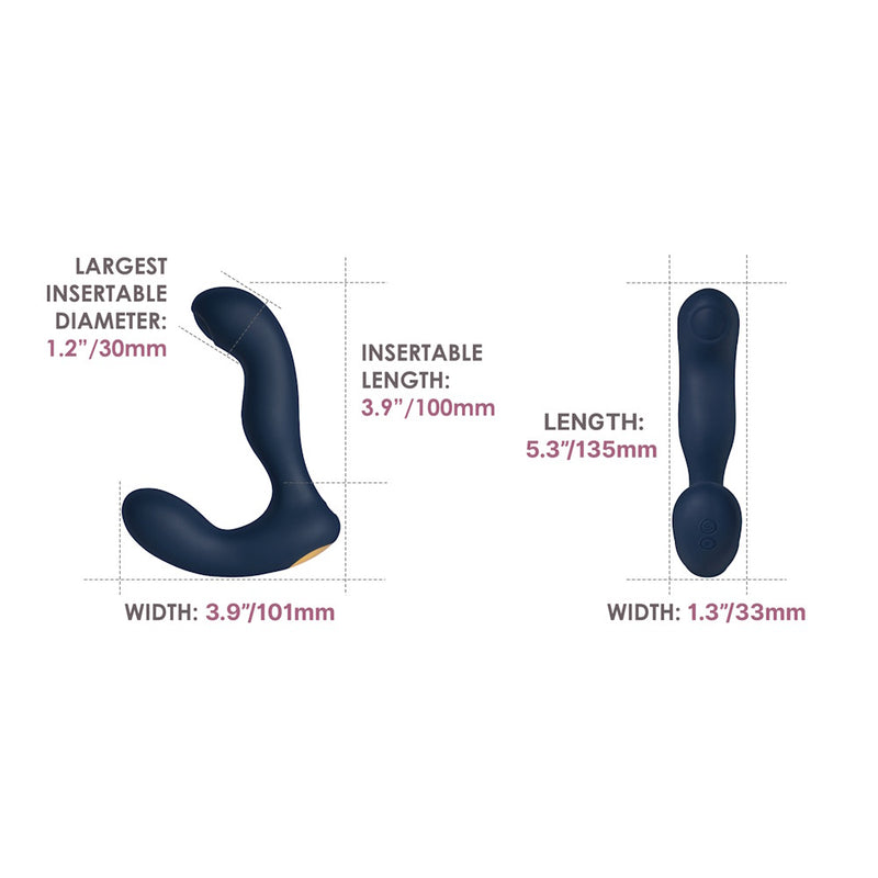 Svakom Iker Neo Interactive Pulsating Prostate & Perineum Vibrator Dimensions