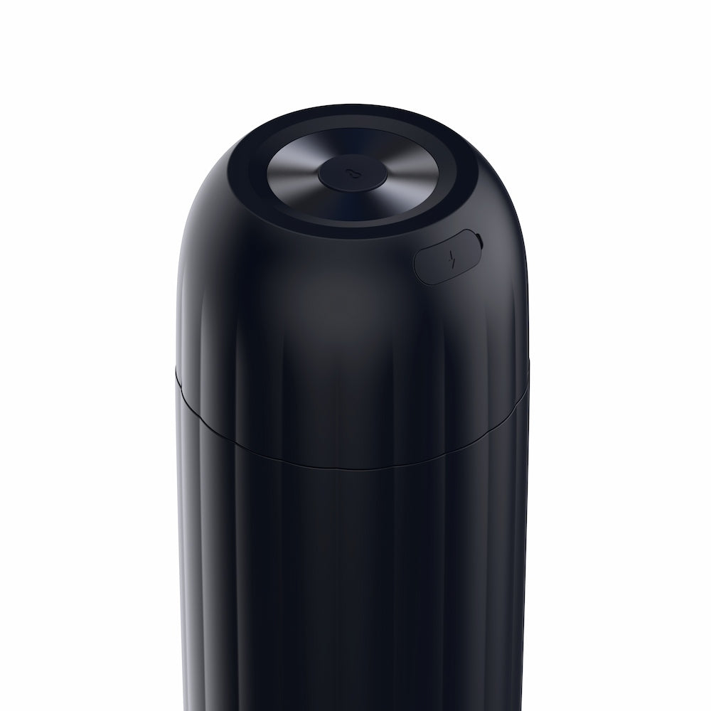 Close-up of the power button on the Svakom Sam Neo 2 Pro Interactive Heating, Sucking & Vibrating Masturbator