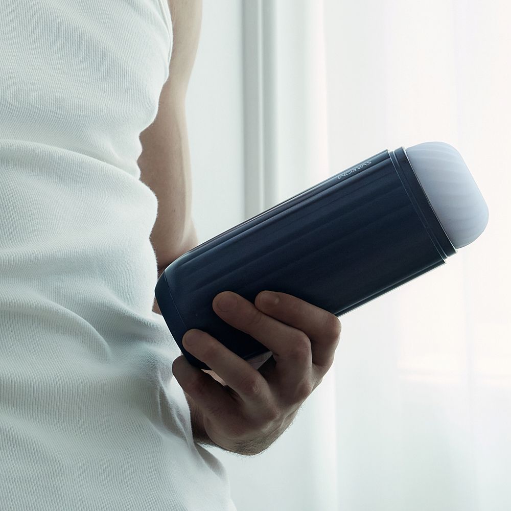 Hand Holding Svakom Sam Neo 2 Pro Interactive Heating, Sucking & Vibrating Masturbator