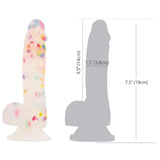 Swan Addiction | Party Marty 7.5 Inch Frost and Confetti Suction Cup Dildo dimensions