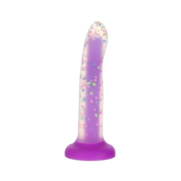 Swan Addiction | Rave 8 Inch Glow-In-The-Dark Purple Confetti Suction Cup Dildo