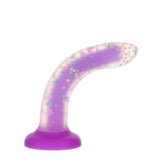 Bendable Swan Addiction | Rave 8 Inch Glow-In-The-Dark Purple Confetti Suction Cup Dildo