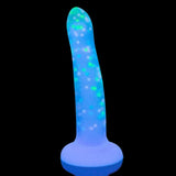 Swan Addiction | Rave 8 Inch Glow-In-The-Dark Purple Confetti Suction Cup Dildo glowing in the dark