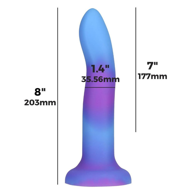 Swan Addiction | Rave 8 Inch Glow-In-The-Dark Suction Cup Dildo dimensions