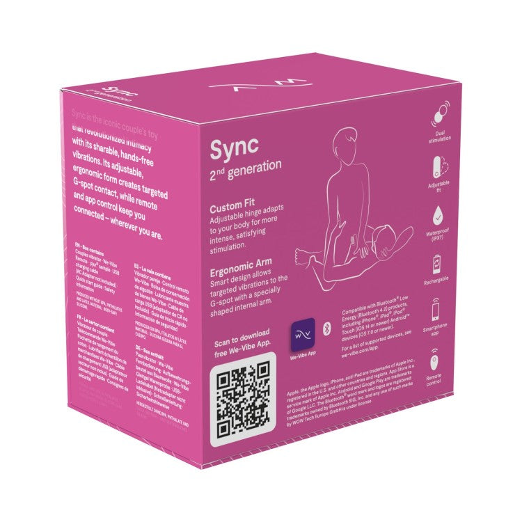 Rear view of the We-Vibe | Sync 2 Couples Vibrator (Pink)