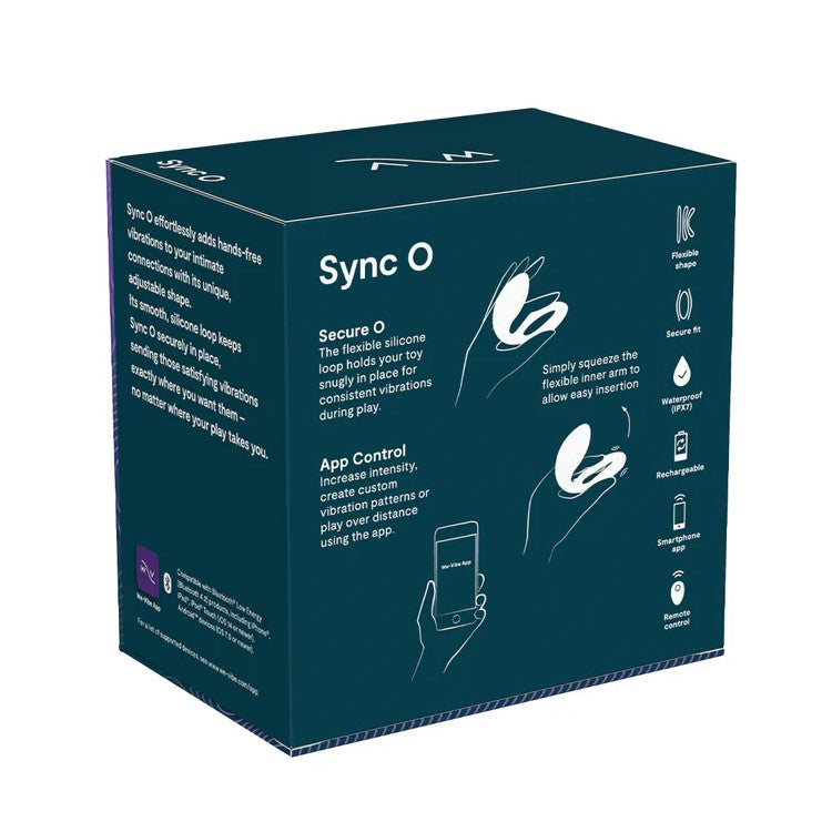 Rear view of the We-Vibe | Sync O Couples Vibrator (Green Velvet) packaging