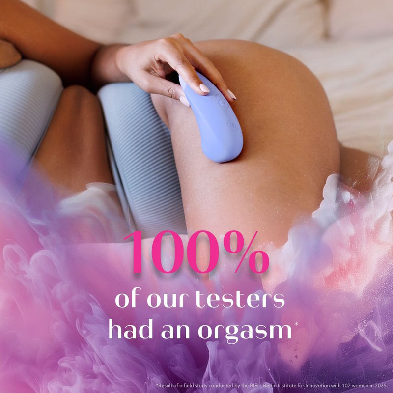 Womanizer | Enhance Clitoral Stimulator with Pleasure Air & Vibrations in Model's Hand