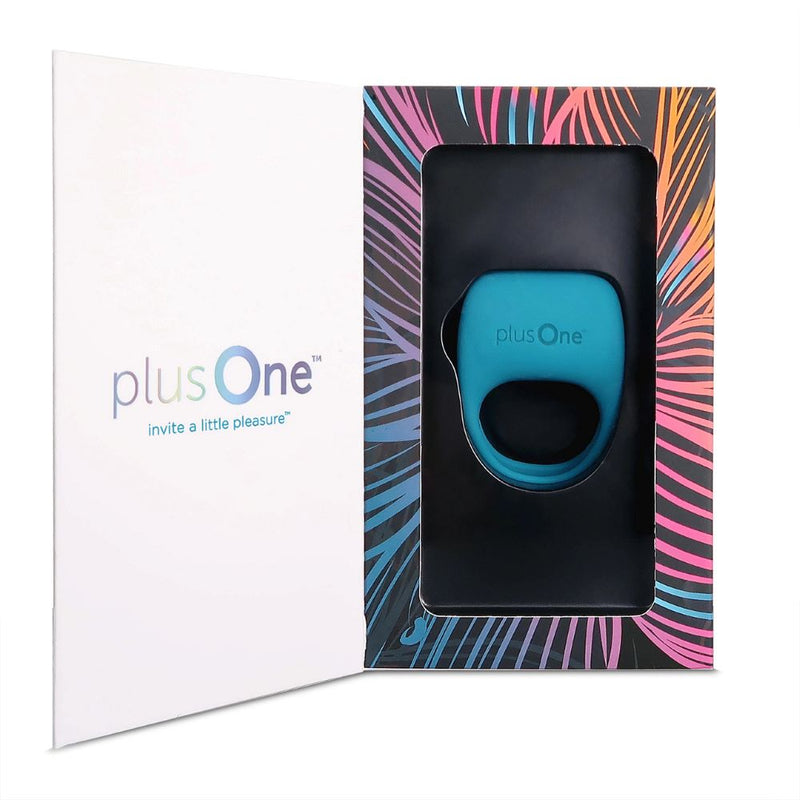 plusOne | Vibrating Cock Ring (Turquoise) in packaging