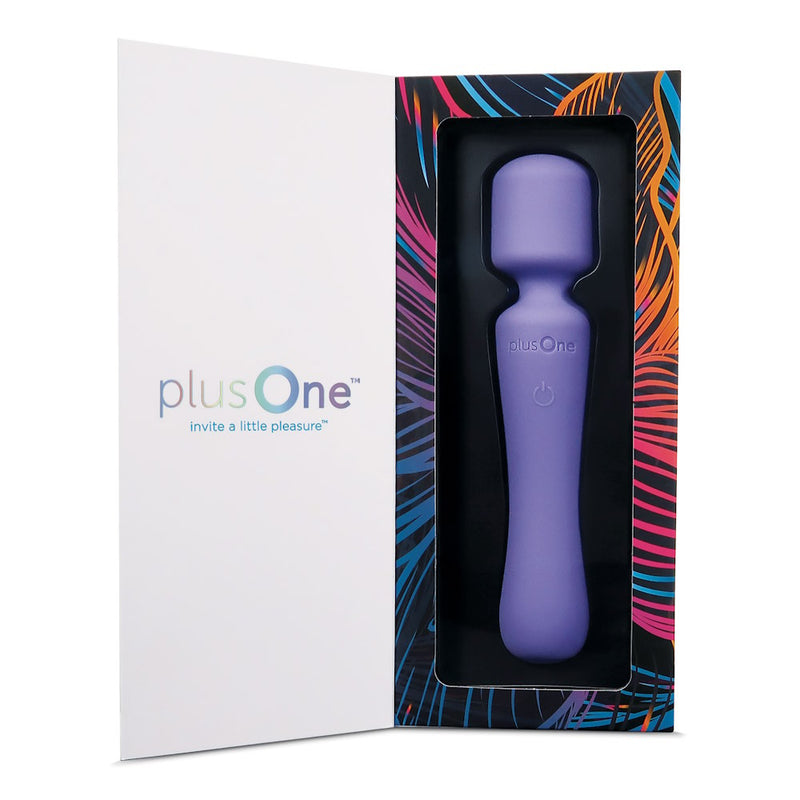 plusOne | Vibrating Wand (Lilac) in packaging