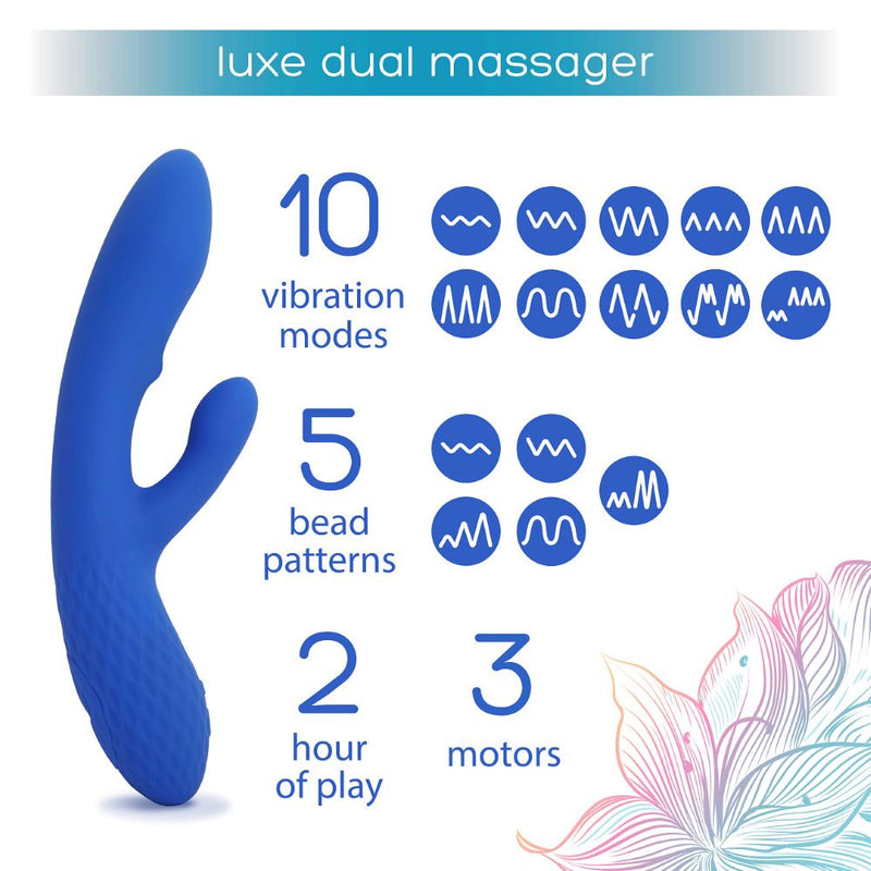 plusOne | Luxe Dual Massager (Blue) vibration modes