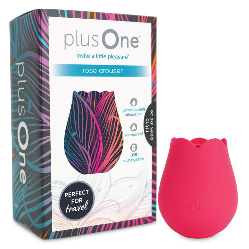 plusOne | Rose Pulsing Clitoral Arouser (Red) with packaging