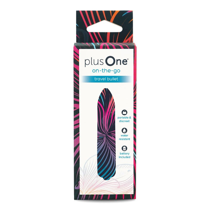 Front view of plusOne | Travel Bullet Vibrator (Pink) packaging