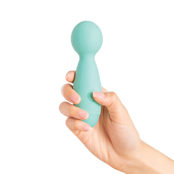 plusOne | Travel Wand Vibrator (Baby Blue) in hand