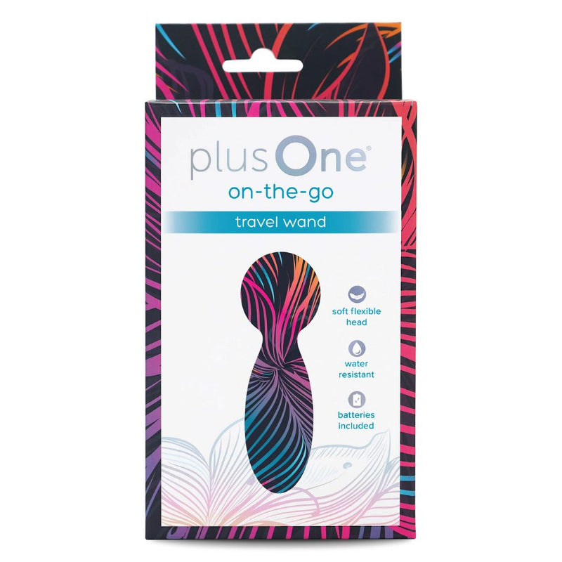 plusOne | Travel Wand Vibrator (Baby Blue) packaging