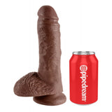 Size comparison of 8 Inch Dildo with Balls - Brown | King Cock next to can of soda