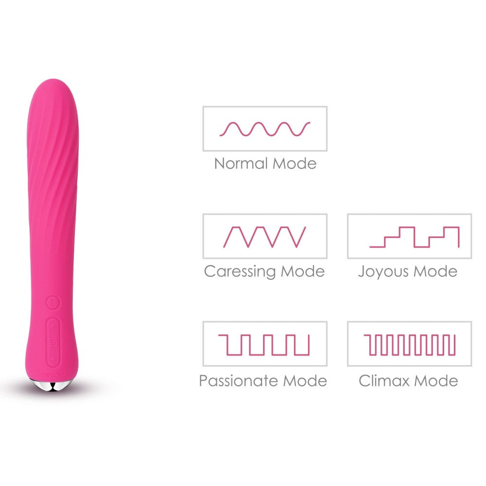 Vibration modes of Anya Powerful Warming Vibrator | Svakom - Plum Red 