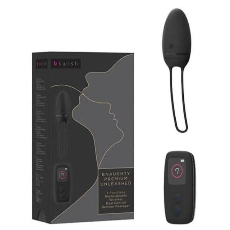 Product packaging for BNaughty Premium Unleashed Vibrating Egg with Remote Control | B Swish