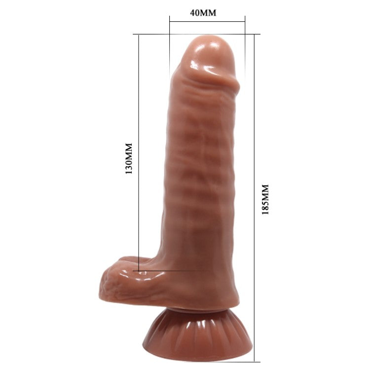 Dimensions of Baron 7.3 Inch Realistic Loose Soft Skin Suction Dildo | Baile